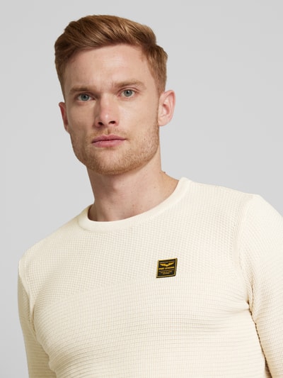 PME Legend Gebreide pullover met labelpatch Offwhite - 3