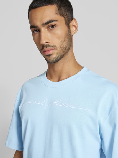 KARL KANI T-shirt met labelstitching Lichtblauw - 3