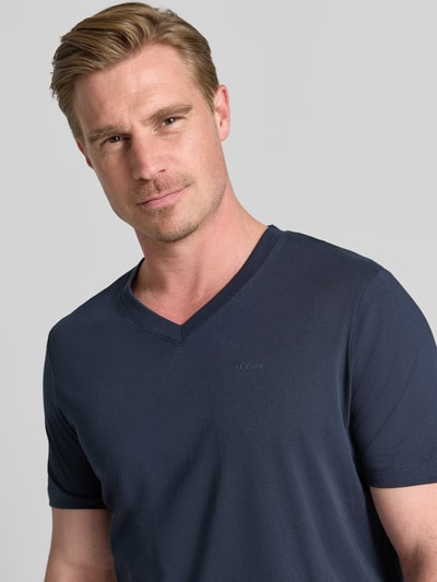 s.Oliver RED LABEL regular fit T-shirt van puur katoen Marineblauw - 3