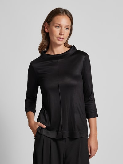 comma Regular Fit Bluse aus Viskose mit Stehkragen Black 4