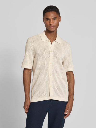 JACK & JONES Premium Regular Fit Freizeithemd in Strick-Optik Modell 'Owen' Beige 4
