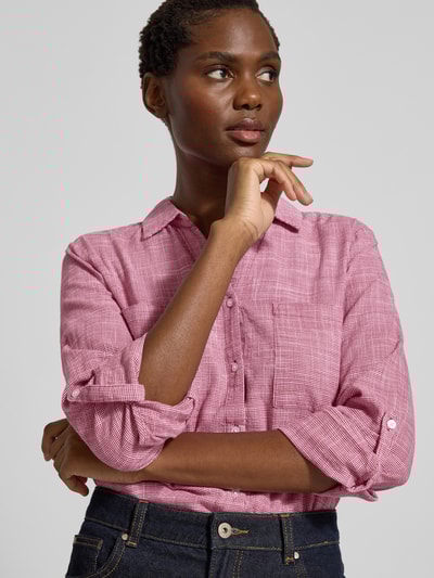 Tom Tailor Regular Fit Hemdbluse aus reiner Baumwolle Pink 3