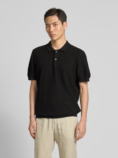 Casual Friday Relaxed Fit Poloshirt mit Strukturmuster Modell 'EDWARD' Black 4