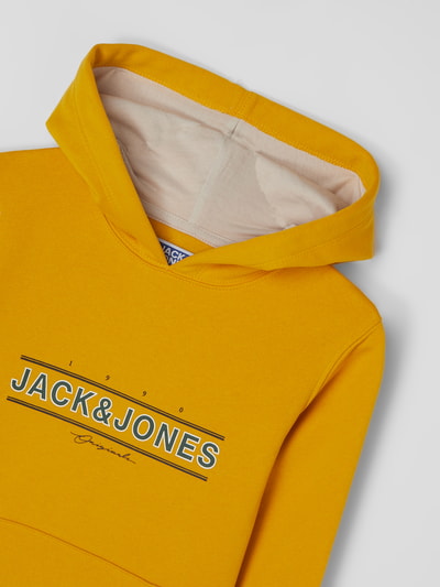 Jack & Jones Hoodie met logoprint, model 'Friday'  Mosterdgeel - 2