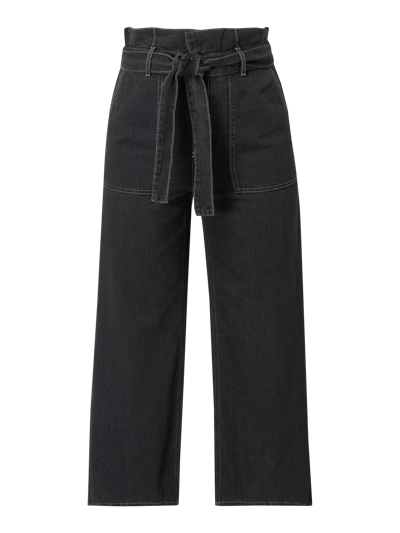 Jake*s Casual Paperbag-broek van denim  Zwart - 2