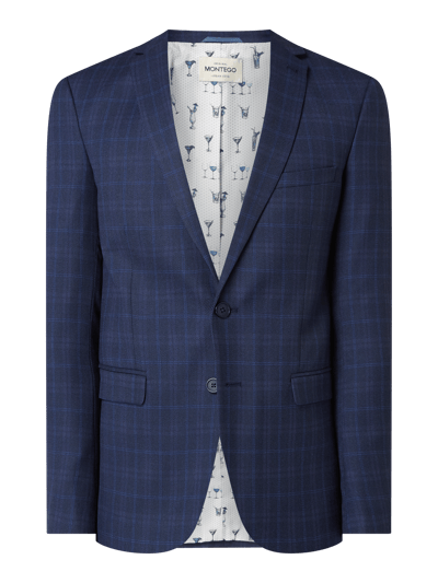 Montego Men Slim Fit 2-Knopf-Sakko mit Gitterkaro Modell 'Spencer' Marine 2