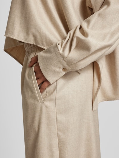 Drykorn Wide leg stoffen broek met elastische band, model 'CEILING' Beige - 3