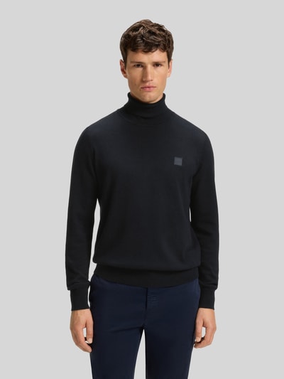 BOSS Orange Rollkragenpullover mit Logo-Patch aus Kaschmir Dunkelblau 4