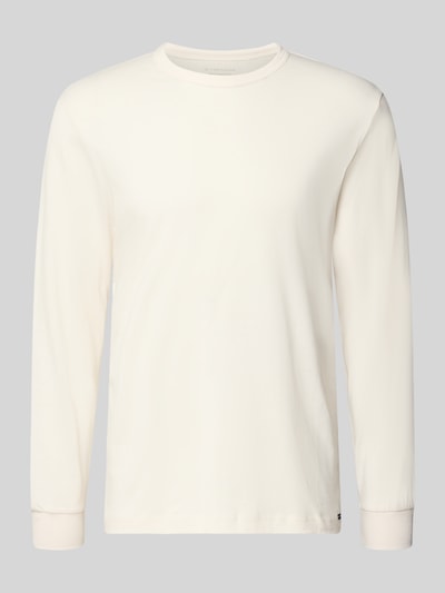Productfoto, Regular Fit Langarmshirt aus reiner Baumwolle van Tom Tailor, effen, ronde hals, lange mouwen, jersey, label patch, heren