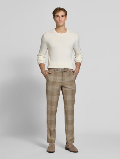 HUGO Spodnie garniturowe o kroju extra slim fit z czystej żywej wełny model 'Hogan263X' Beżowy 1