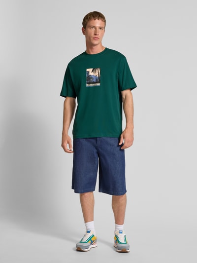 Only & Sons Relaxed Fit T-Shirt aus reiner Baumwolle Modell 'BEANE' Dunkelgruen 1