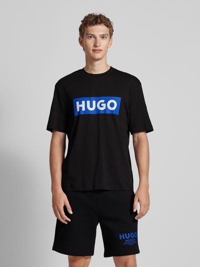 Hugo Blue T-Shirt mit Logo-Print Modell 'Nico' Black 4