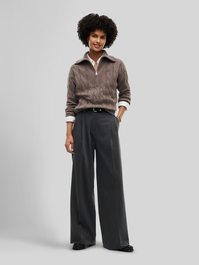 Tommy Hilfiger Relaxed Fit Troyer aus reiner Wolle Taupe 1