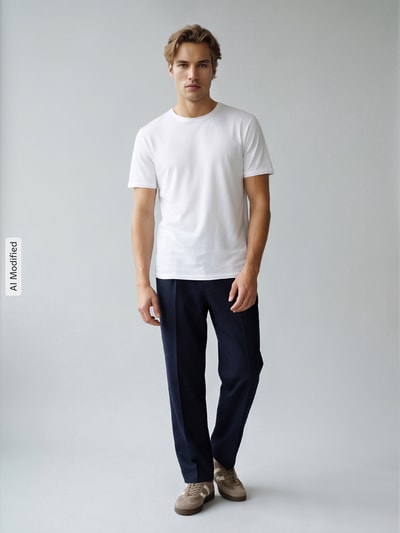 Strellson T-Shirt mit leicht abgerundetem Saum Weiss 1
