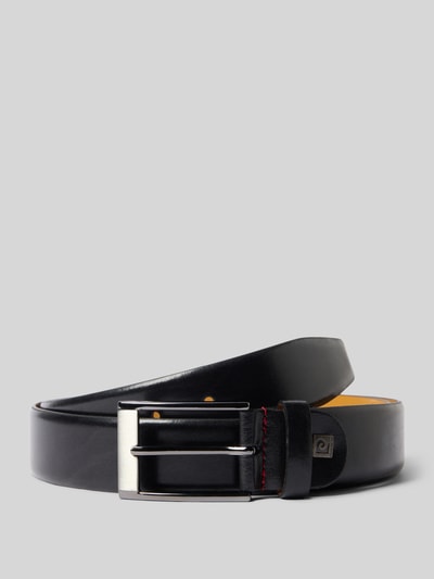 Produktfoto, Pasek skórzany z naturalnej skóry, klasyczny kształt, model 'NAPPA' od Pierre Cardin, sprzączka, detal z logo, szerokie 127 cm