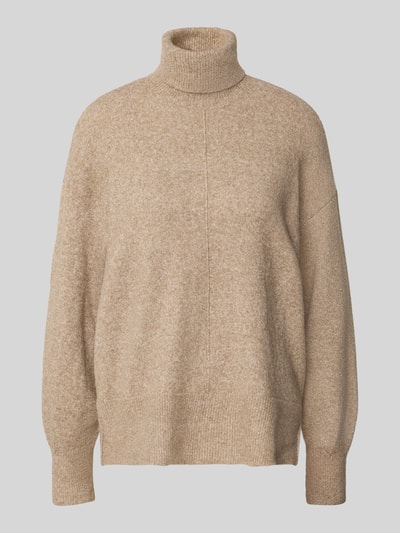 VERO MODA Regular Fit Rollkragenpullover mit Seitenschlitzen Modell 'DOFFY' Sand Melange 2
