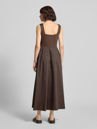 COMMA Midikleid aus Baumwoll-Mix mit Karree-Ausschnitt Dunkelbraun 5