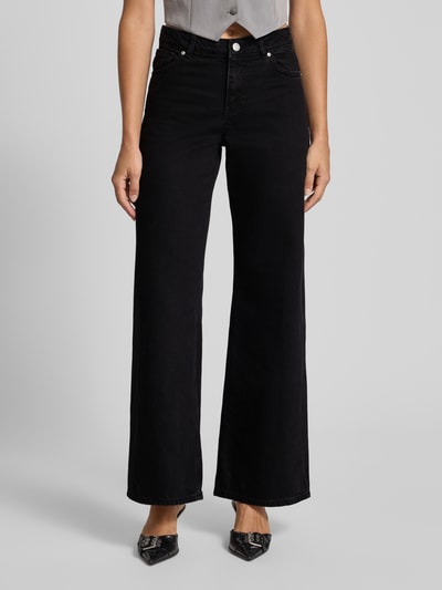 Review Jeansy z szerokimi nogawkami i 5 kieszeniami Czarny 4