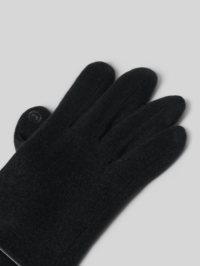 Produktfoto, czarne rękawiczki z mieszanki bawełny, klasyczny kształt, podszewka ze sztucznego kożuszka, zaszewki, Handschuhe mit Teddyfutter od EEM