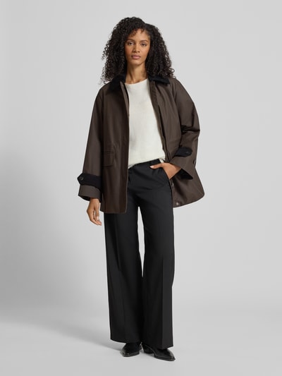 Selected Femme Regular Fit Jacke aus gewachster reiner Baumwolle Modell 'WILMA' Dunkelbraun 1