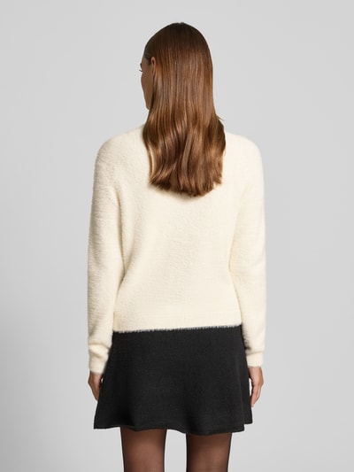 Jake*s Collection Strickjacke aus Effektgarn mit Rundhalsausschnitt Offwhite 5