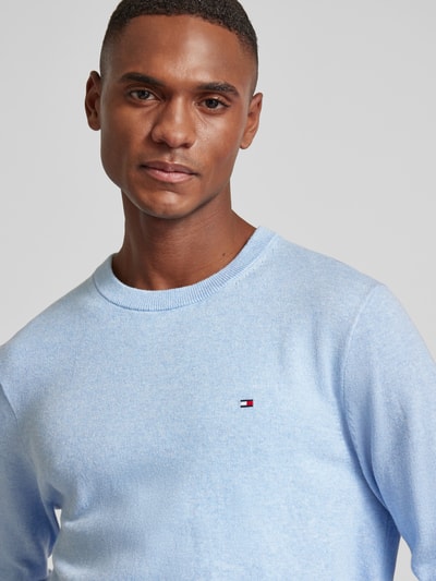 CK Calvin Klein Gebreide pullover met logostitching, model 'PIMA' Lichtblauw - 3