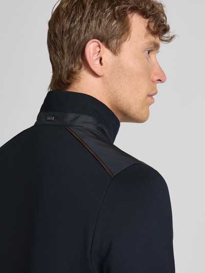 bugatti Regular fit sweatjack van viscosemix met opstaande kraag Marineblauw - 3