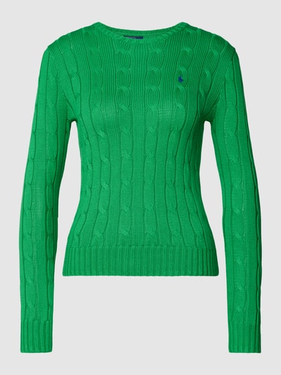 Polo Ralph Lauren Sweter z dzianiny ze ściegiem warkoczowym model ‘JULIANNA’ Trawiasty zielony 2