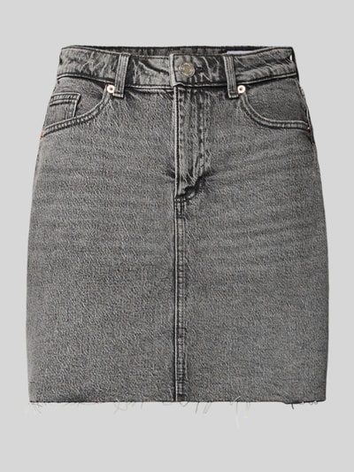 Productfoto, Regular Fit Jeansrok uit katoenmix model 'TESSA' van Vero Moda, grijze denimlook, 5-pocket, twillstructuur, labelpatch, minilengte