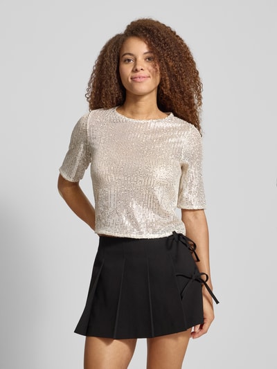 Pieces Shaped fit T-shirt met pailletten, model 'JACK' Zand - 4