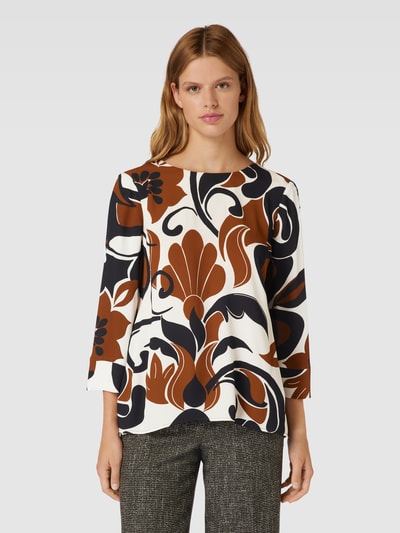 Luisa Cerano Blusenshirt aus Viskose mit Allover-Muster Offwhite 4