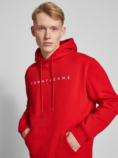 Tommy Jeans Regular fit hoodie met labelstitching Rood - 3