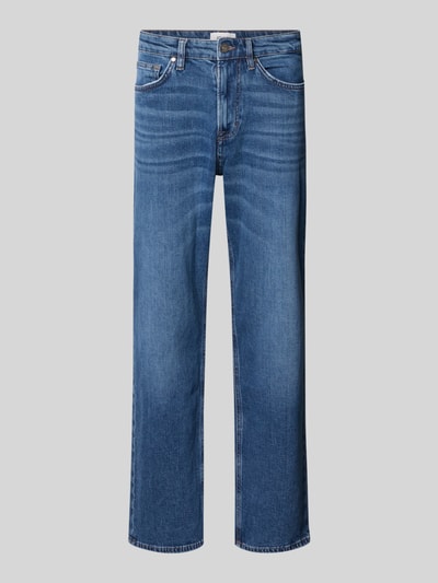 Produktfoto, Regular Fit Jeans mit Eingrifftaschen Modell 'Ray' von JOOP! aus Baumwoll-Elasthan-Mix in mittlerem Blau, deutliche Waschung, glatte Textur, Herren Jeans, Bundweite 43 cm, Innenbeinlänge 78 cm.