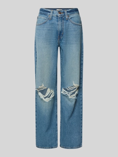 Produktfoto, Jeans mit 5-Pocket-Design von Levi's®, reine Baumwolle, lockerer Schnitt, Used-Look, mittelblau, sichtbare Risse