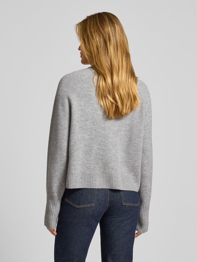 Jake*s Casual Gebreid jack van wol met ronde hals Zilver gemêleerd - 5