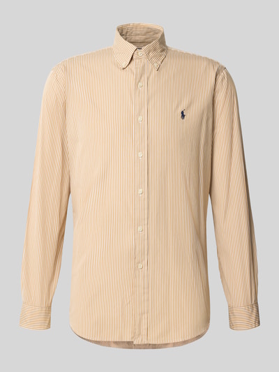 Produktfoto, Custom Fit Freizeithemd aus reiner Baumwolle von Polo Ralph Lauren, gestreift in Beige und Weiß, glatte Textur, Herren Freizeithemd von Polo Ralph Lauren