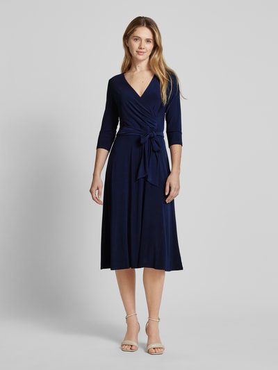 Lauren Ralph Lauren Midikleid mit Bindegürtel Modell 'CARLYNA' Marine 4