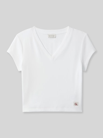Calvin Klein Jeans slim fit T-shirt van katoenmix Wit - 2