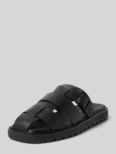 Calvin Klein Jeans Leren slippers met labeldetail  - 1