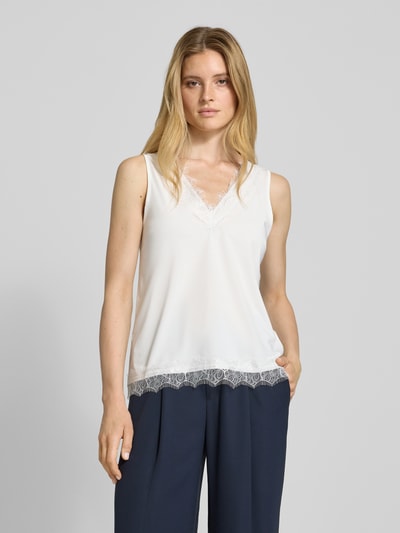 FREE/QUENT Blusentop mit Spitzenbesatz Modell 'Bicco' Offwhite 4