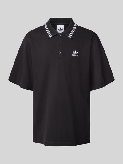 adidas Originals Loose fit poloshirt met labelstitching Zwart - 2