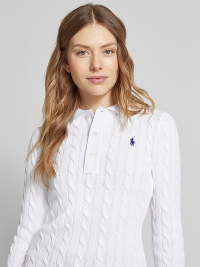 Polo Ralph Lauren Strickpullover mit Polokragen Weiss 3