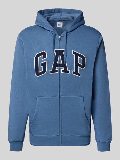 Productfoto, Sweatjacke mit Logo und Känguru-Tasche van GAP in blauw, katoenmix, regular fit, rits, logo, kangoeroezak, herenmodel