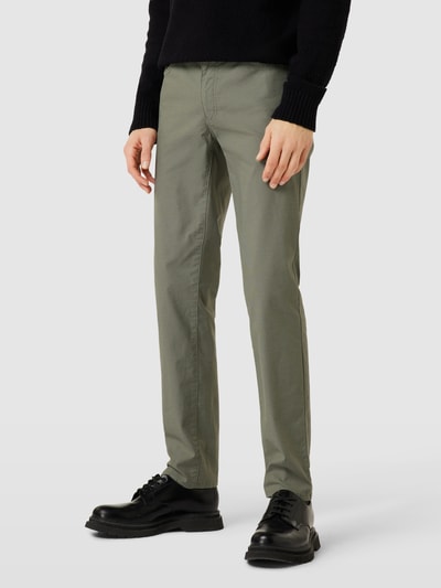 Brax Straight fit chino met 5-pocketmodel, model 'Cadiz' Olijfgroen - 4