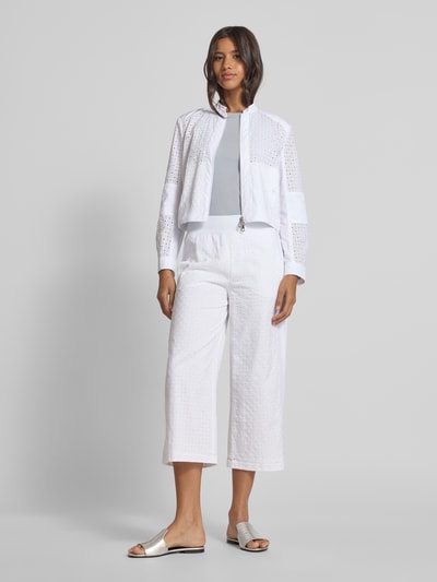 Marc Cain Wide Leg Stoffhose mit Lochstickerei Weiss 1