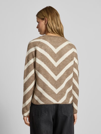 Only Regular Fit Strickpullover mit Streifenmuster Modell 'ELIZA' Sand Melange 5
