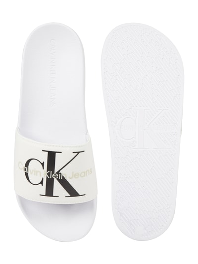 Calvin Klein Jeans Slides mit Label-Schriftzug Weiss 4