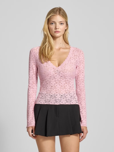 Gina Tricot Shirt met lange mouwen en V-hals Roze - 4