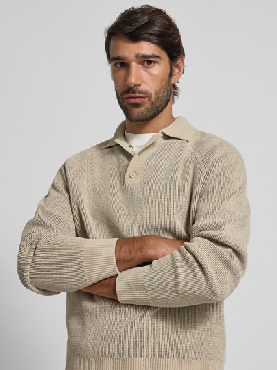 JAKE*S STUDIO MEN Strickpullover mit Polokragen Beige 3