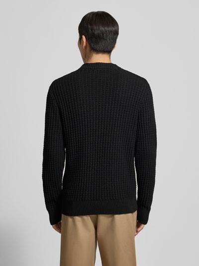 SELECTED HOMME Regular fit gebreide pullover van puur biologisch katoen, model 'TOM' Zwart - 5